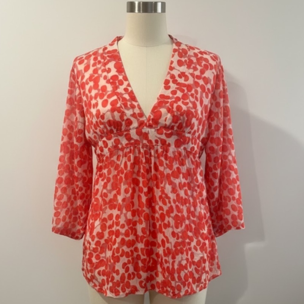 Virginia Johnson Pink Sheer Tunic Dress, Medium | Long Sleeve Beach Cover-Up